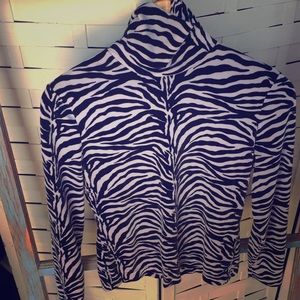 Vintage zebra print velvet turtleneck